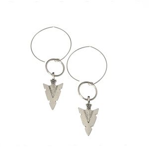 Silver bohemian hoop earrings, threader earrings